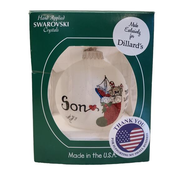 Swarovski Crystal Christmas Ornament Heart Gifts by Teresa Ornament Son Stocking - Picture 4 of 16